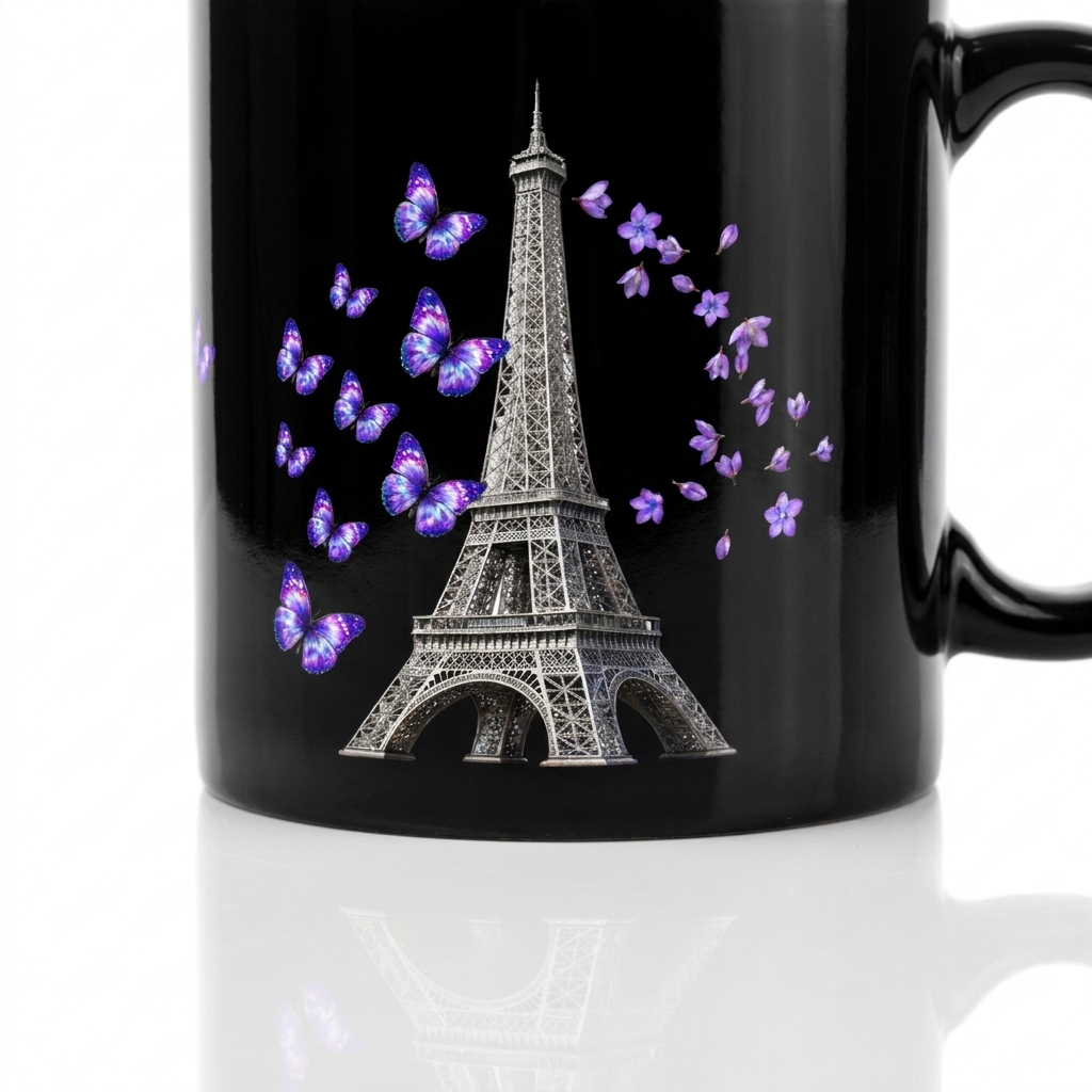 tsgabrielle® • Paris - La Tour Eiffel • Glanset krus • Svart • Keramikk • 2 str.