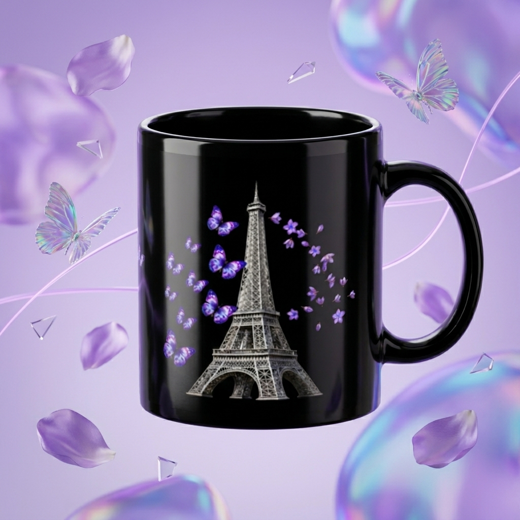 tsgabrielle® • Paris - La Tour Eiffel • Glanset krus • Svart • Keramikk • 2 str. - Black - View 24