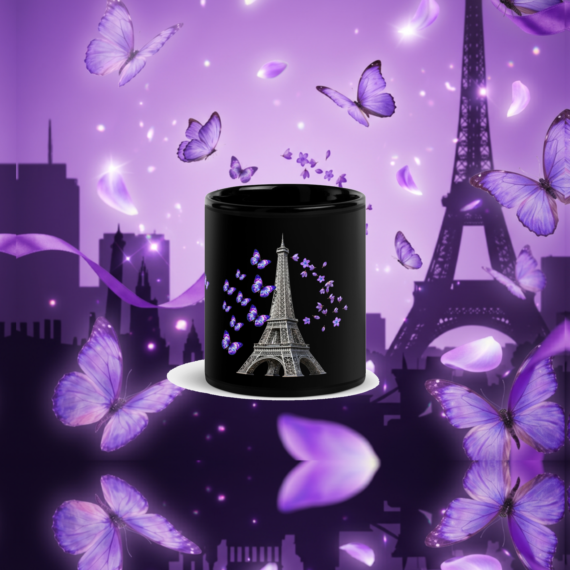 tsgabrielle® • Paris - La Tour Eiffel • Glanset krus • Svart • Keramikk • 2 str.