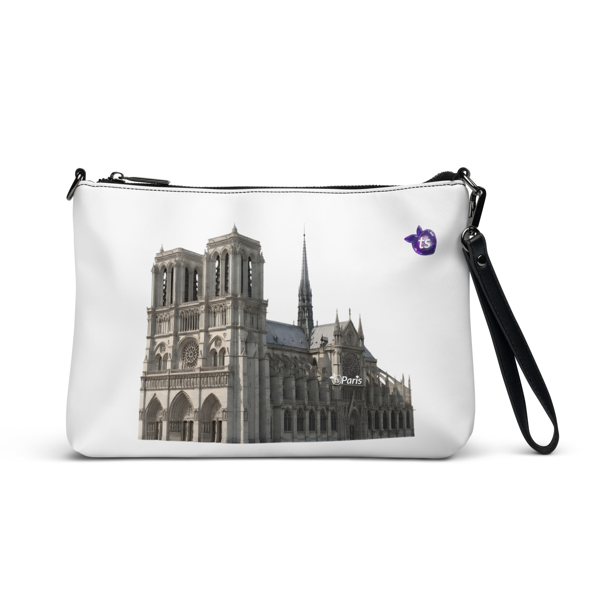 tsgabrielle® • Paris - Notre-Dame Cathedral • Crossbody Bag • White • 11″ × 8″