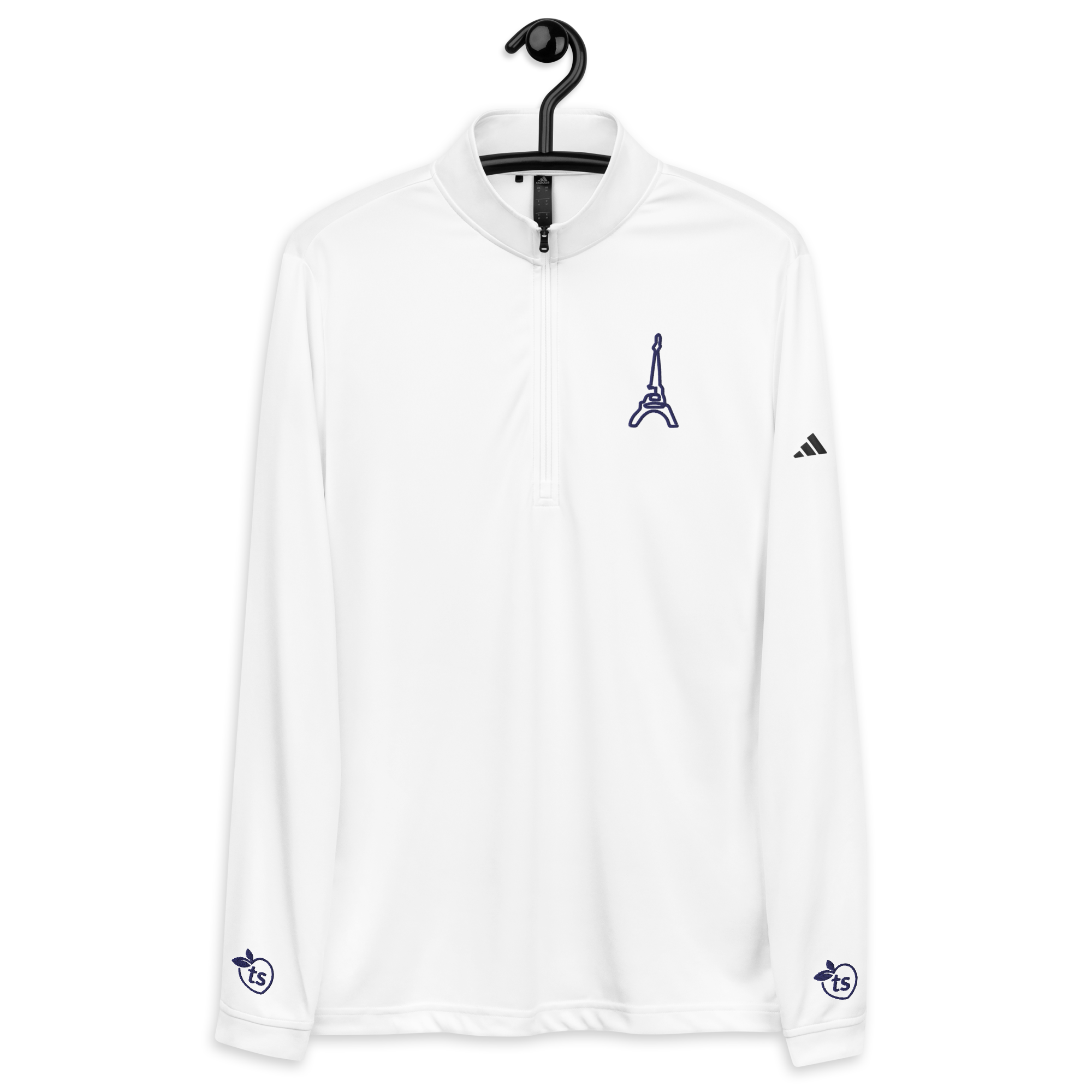 adidas® by tsgabrielle® • Herre • Paris - La Tour Eiffel • Kvart genser med glidelås • Hvit - White - View 5
