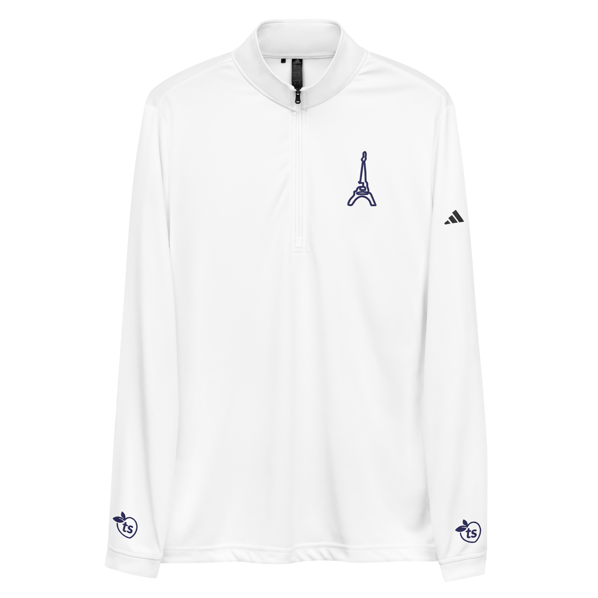 adidas® by tsgabrielle® • Herre • Paris - La Tour Eiffel • Kvart genser med glidelås • Hvit - White - View 3