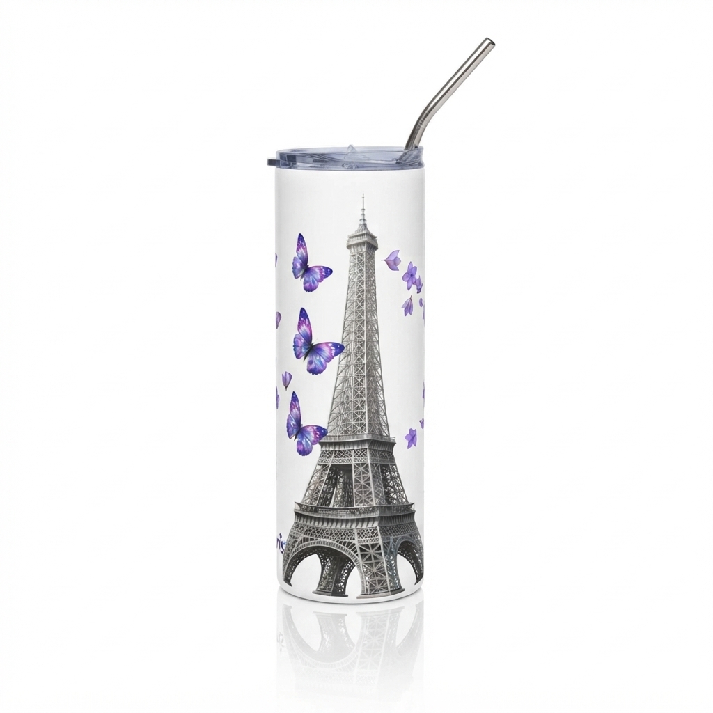 tsgabrielle® • Paris - La Tour Eiffel • Tumler • Rustfritt stål • Hvit • 20 oz