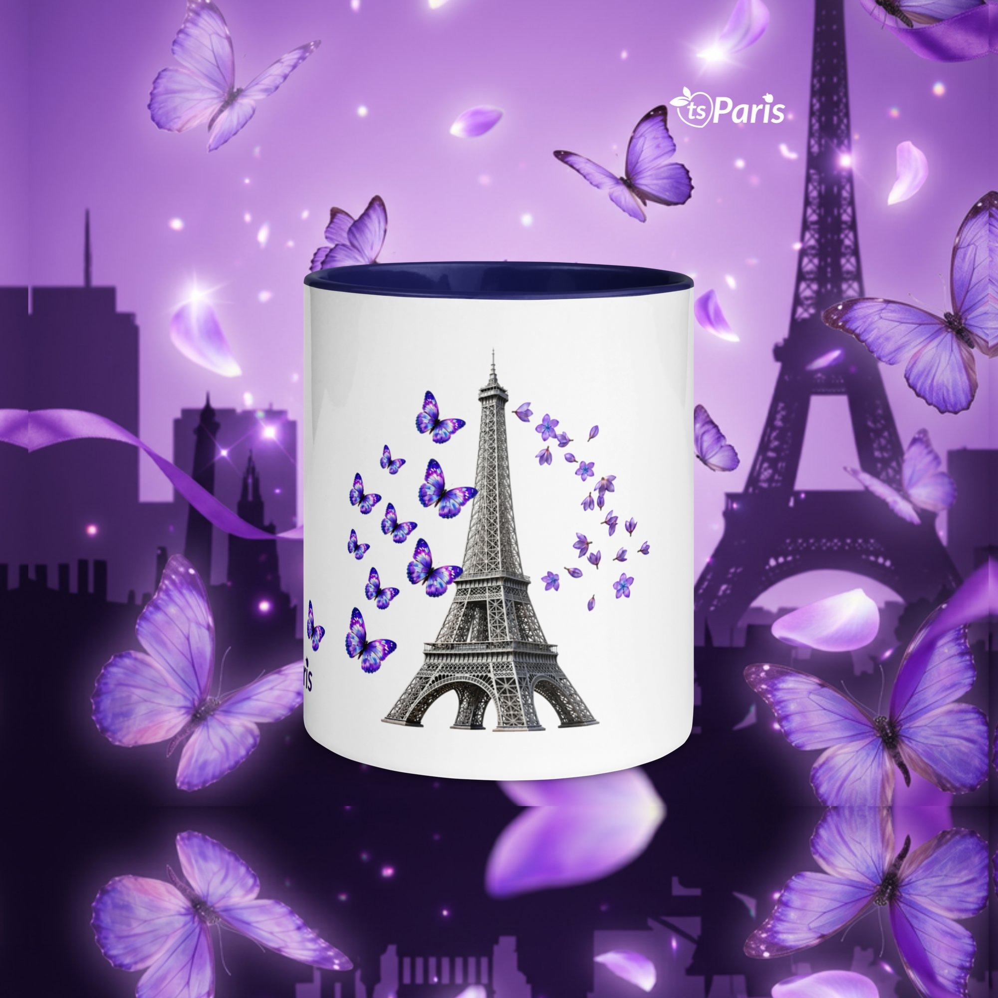 tsgabrielle® • Paris - La Tour Eiffel • Krus med farge inni • Keramikk • 11 oz - Dark Blue - View 10