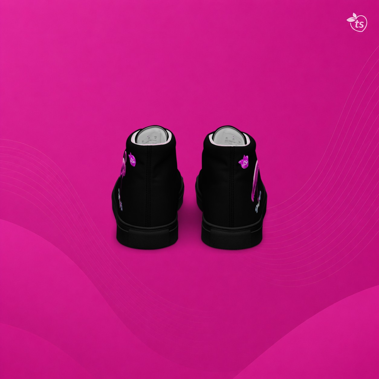 tsgabrielle® • For Him • Flamant Rose • High Top Canvas Shoes • Black