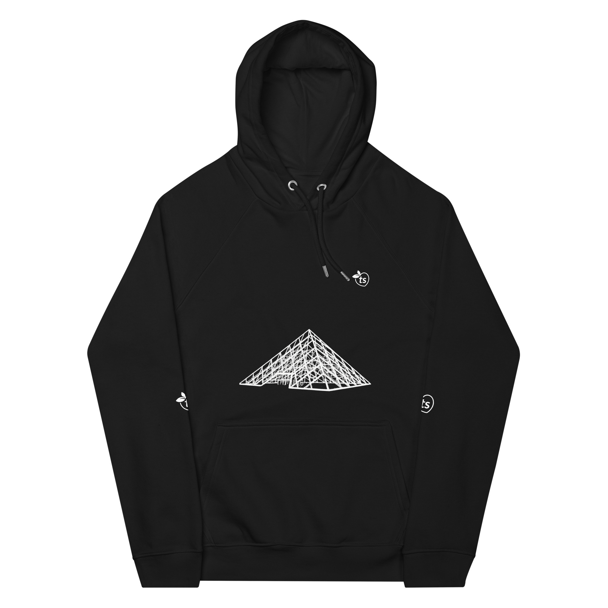 tsgabrielle® •For ham• Paris - Louvre-pyramiden • Eco Raglan-hettegenser • Svart