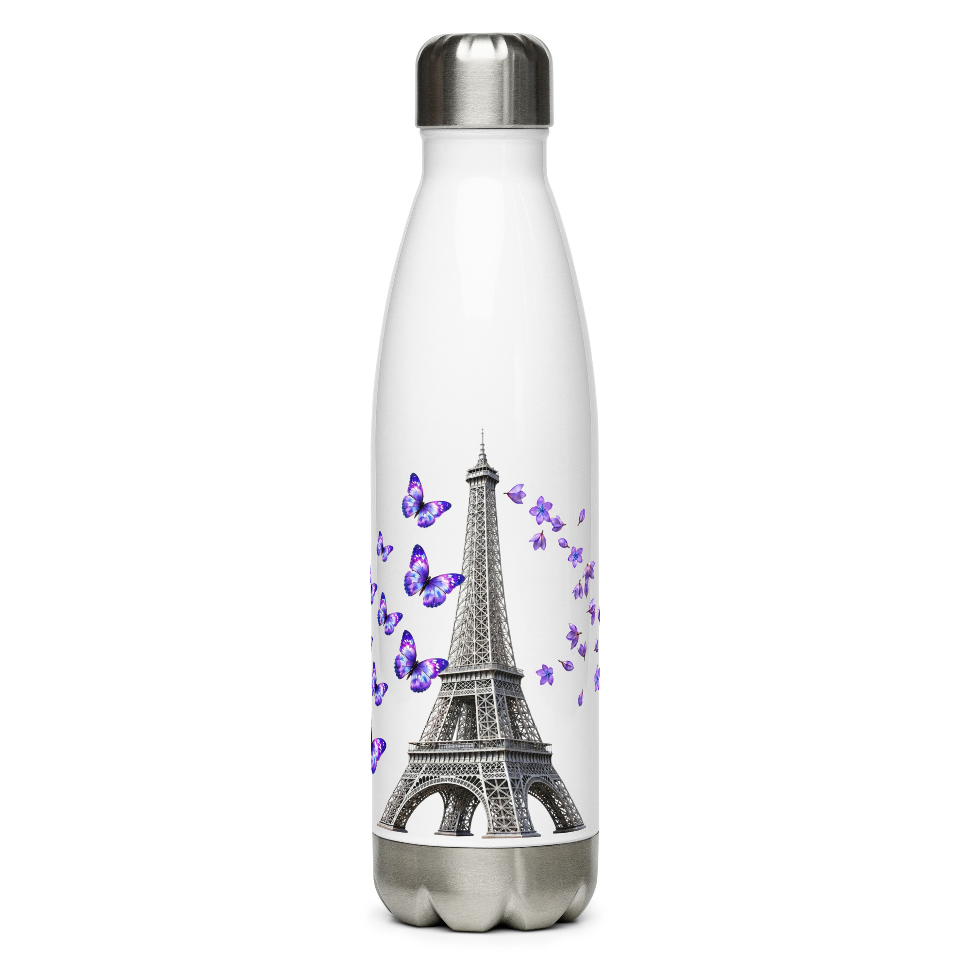 tsgabrielle® • Paris - La Tour Eiffel • Water Bottle • White • Stainless Steel • 17 oz