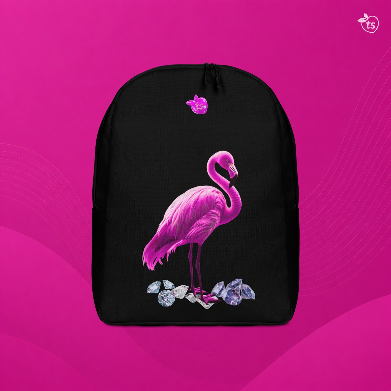 tsgabrielle® • Flamant Rose • Minimalistisk ryggsekk • Svart