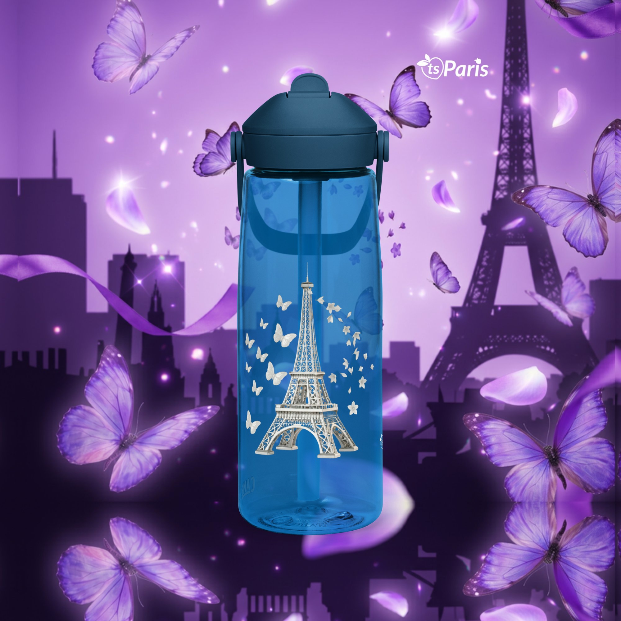 CamelBak® Eddy® av tsgabrielle® • Paris - La Tour Eiffel • Sportsvannflaske • Flip-halm • 3 farger • 25 oz - Oxford Blue - View 4