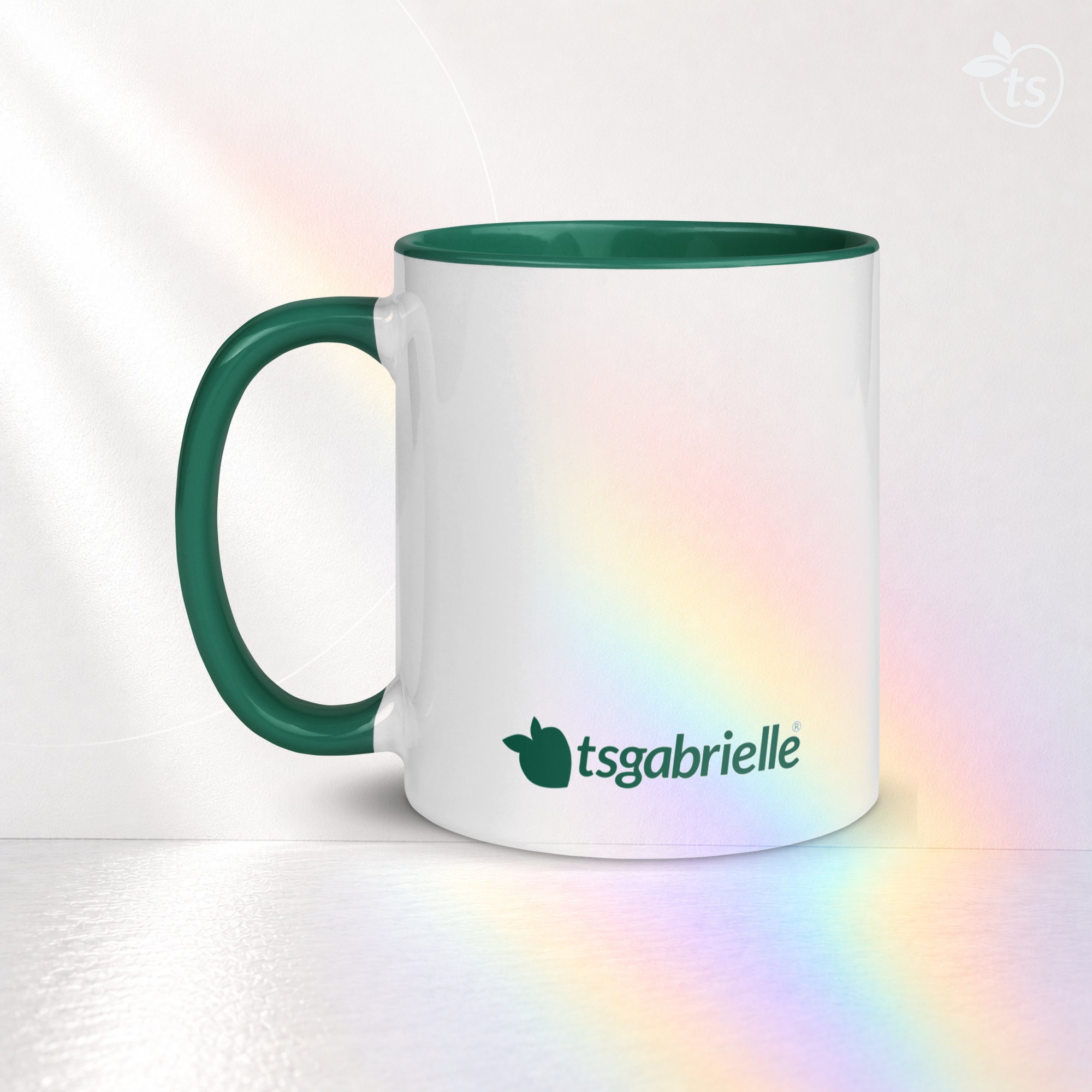tsgabrielle® • Krus med Farge Mørkegrønn Innside • Keramikk • 2 Str